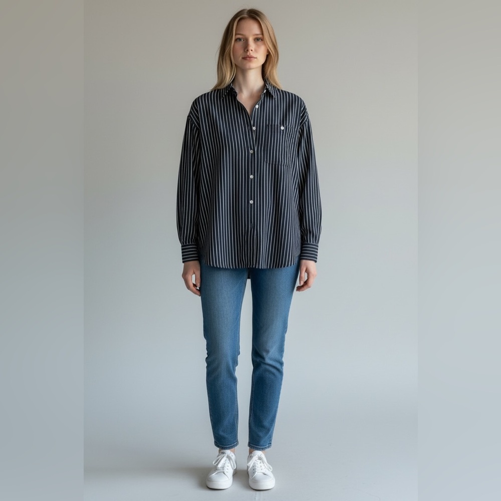 NWT Naturals Northwest Territory Navy Striped Button-Down – Size L